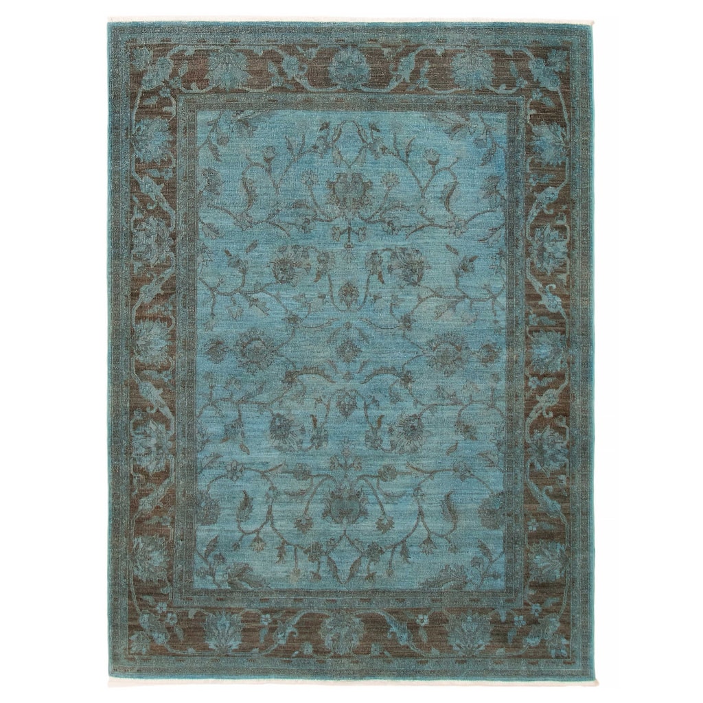 ECARPETGALLERY Hand-knotted Vibrance Blue Wool Rug - 6'4 x 8'9