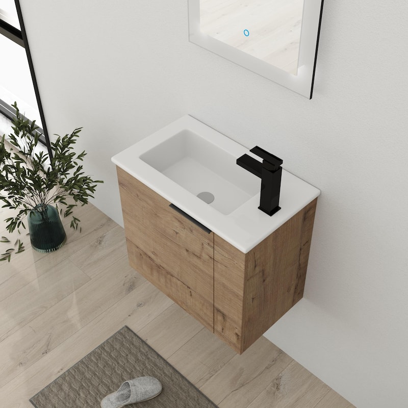 Bathroom Vanity With Sink In 22 Inch, Floating Bathroom Vanity With Soft Close Door