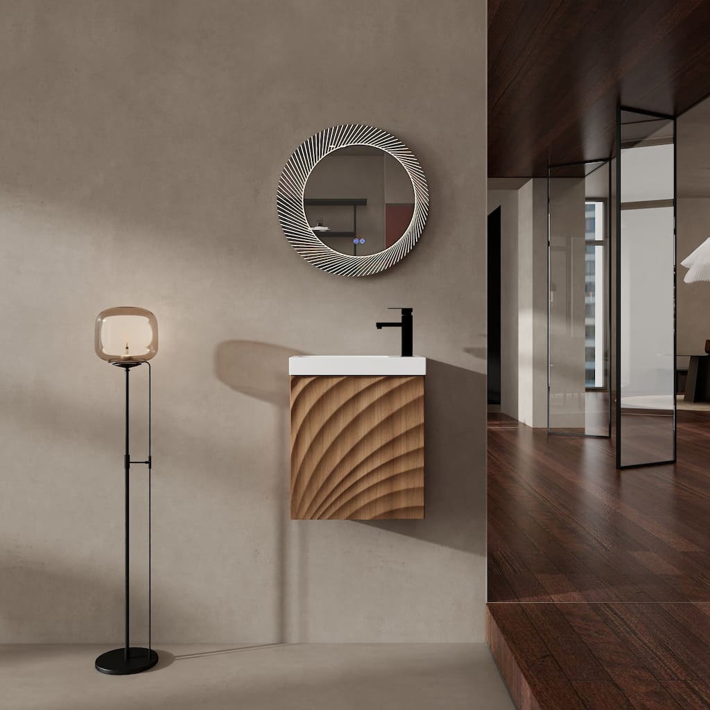 18.5" Wall-Mounted Bathroom Vanity with Resin Sink, Soft Closed Single Door