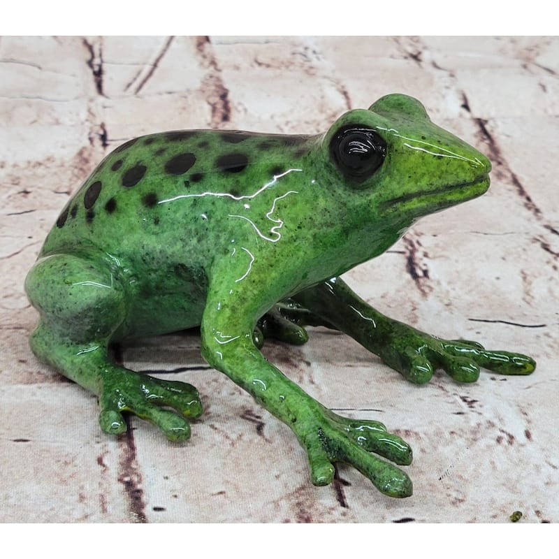 Bronze Metal Green Tree Frog Sculpture Figurine Signed Original Art Numbered
