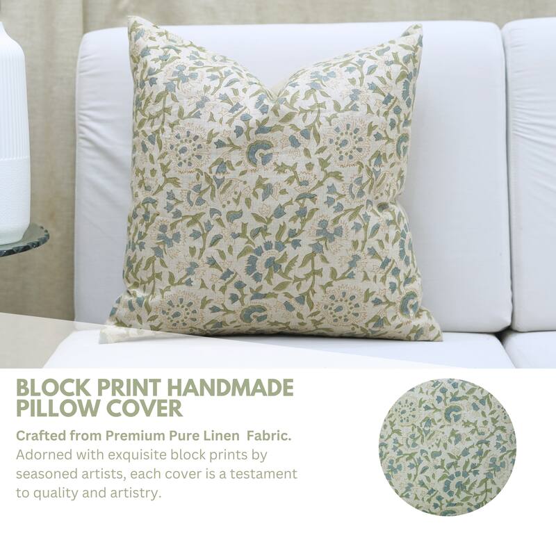 Fabdivine Handmade Floral Soft Pure Linen Throw Home Décor Pillow Cover