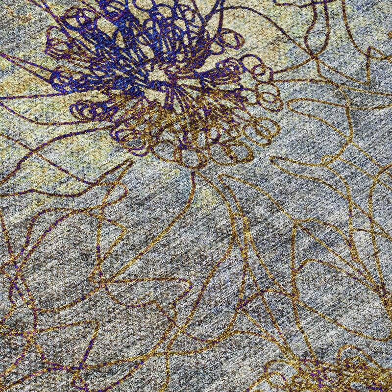 Machine Washable Indoor/ Outdoor Contemporary Floral Chantille Rug