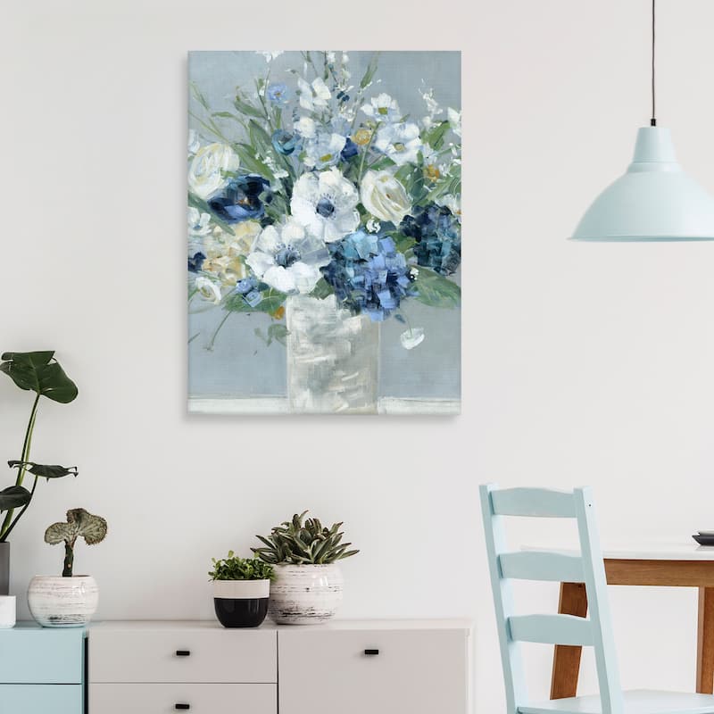 Be Happy Blue Crop by Sally Swatland Canvas Art Print