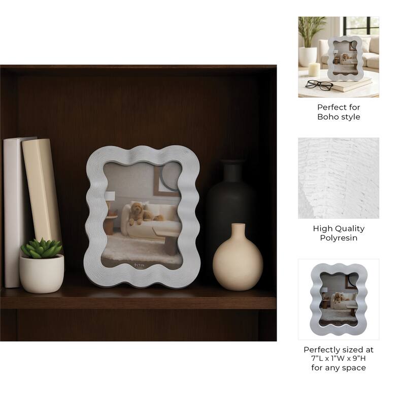 Polyresin Photo Frame Sculpted Wavy Border Textured Edge Design
