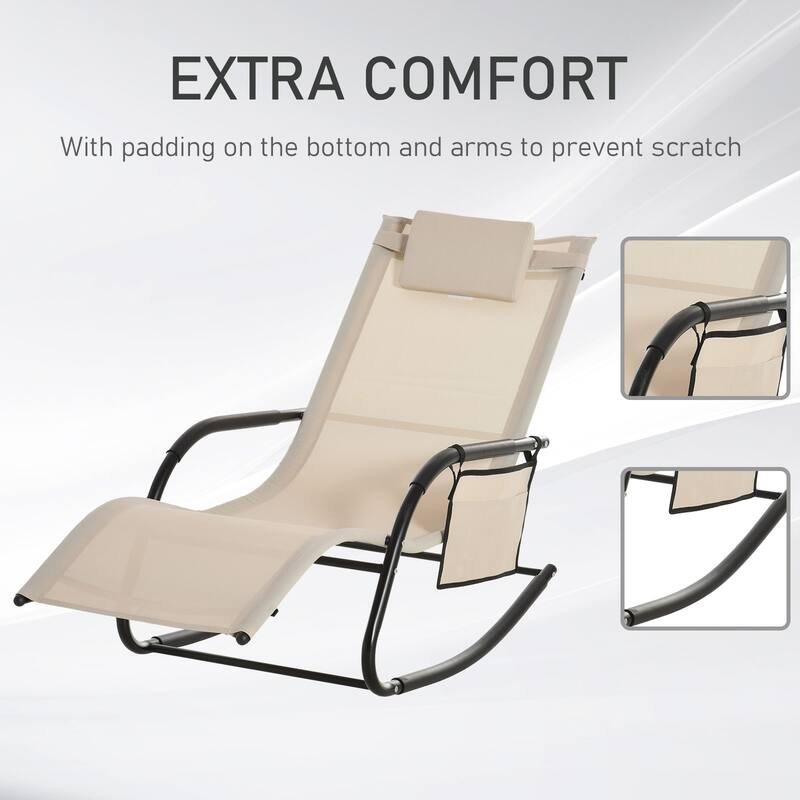 Outsunny Rocking Recliner Seat with Removable Headrest, Breathable Mesh Fabric for Garden and Patio
