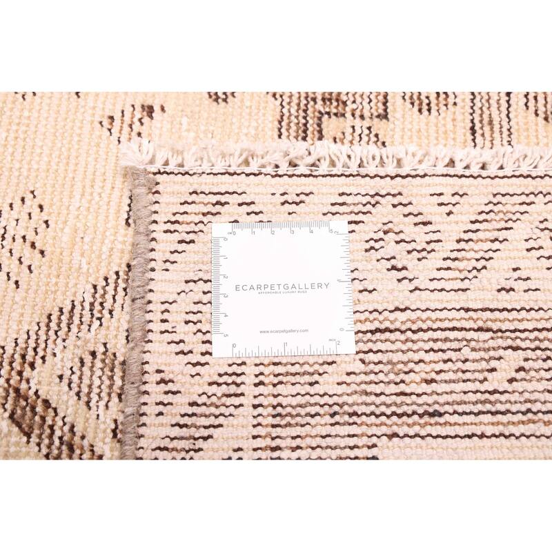 ECARPETGALLERY Hand-knotted Antalya Vintage Cream Wool Rug - 2'10 x 11'5