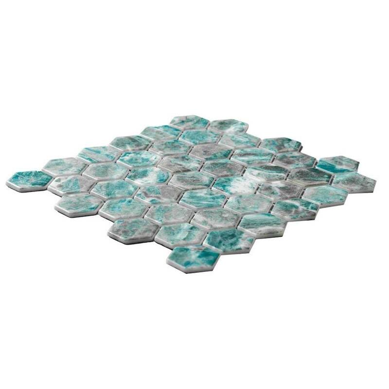 The Tile Life Eterna Hex 2x2 Glass Mosaic Floor, Backsplash & Wall Tile