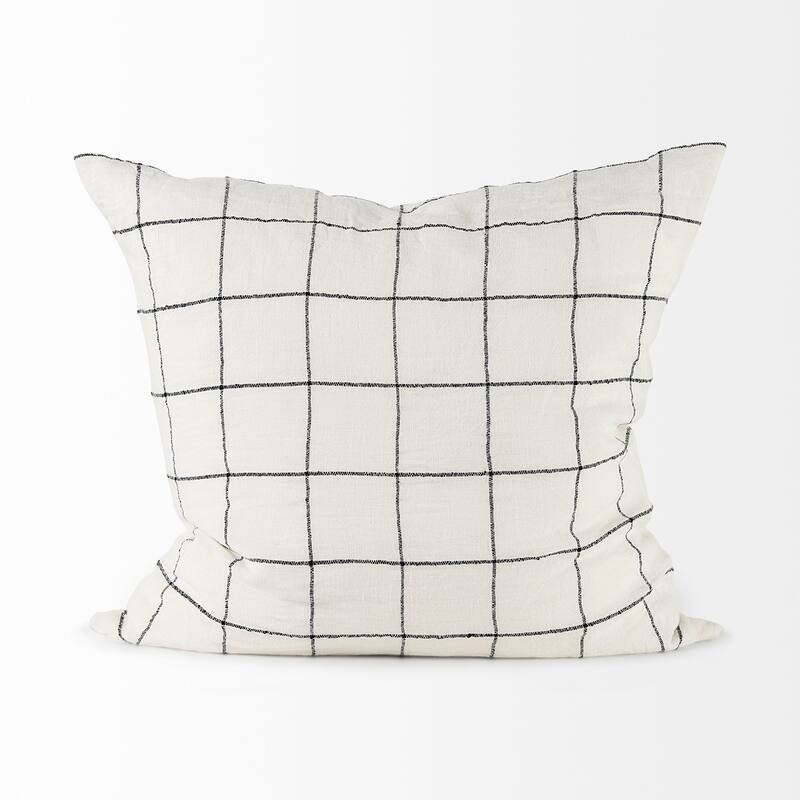 Suzanne White & Black Square Pattern Decorative Pillow Cover