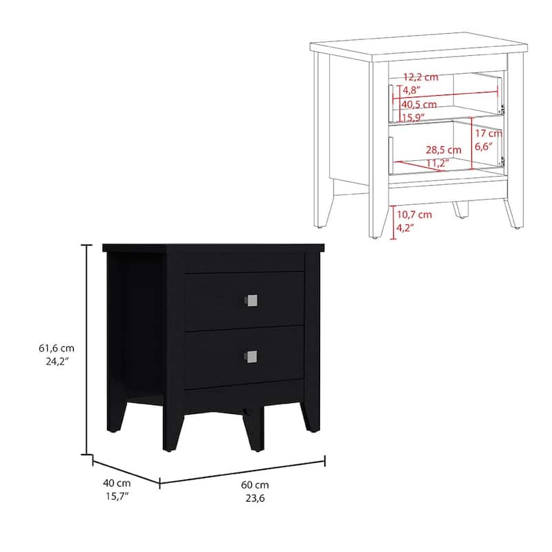Nightstand With Two Shelves And Four Legs