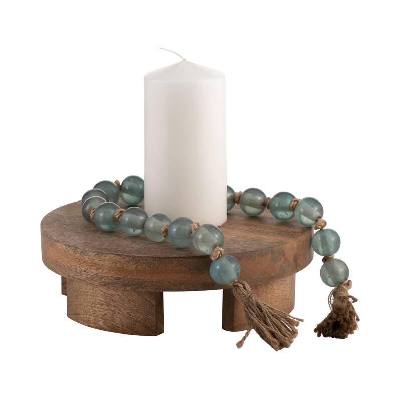 Sagebrook Home Neutral Farmhouse Wood Riser Tray