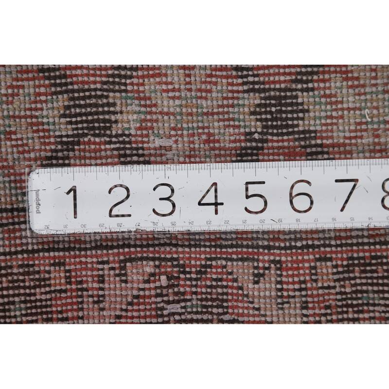 Pink Geometric Joshaghan Vintage Persian Rug Hand-Knotted Wool Carpet - 6'2" x 9'9"