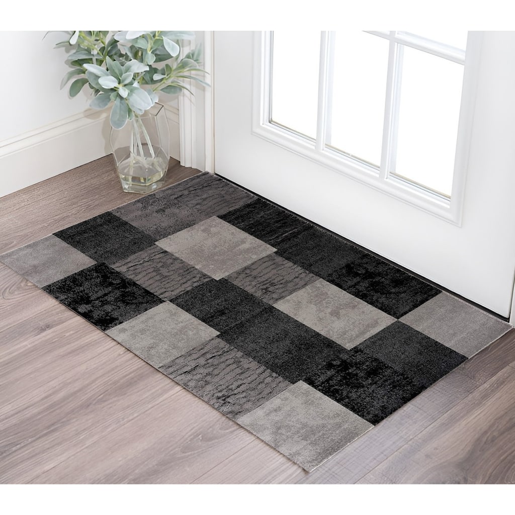 Reyuc Geometric Modern Non Skid Woven Durable Area Rug By HomeRoots - 36' X '27' X '1