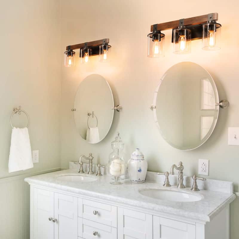 3-Lights Farmhouse Vanity Lights,Rustic Bathroom Light
