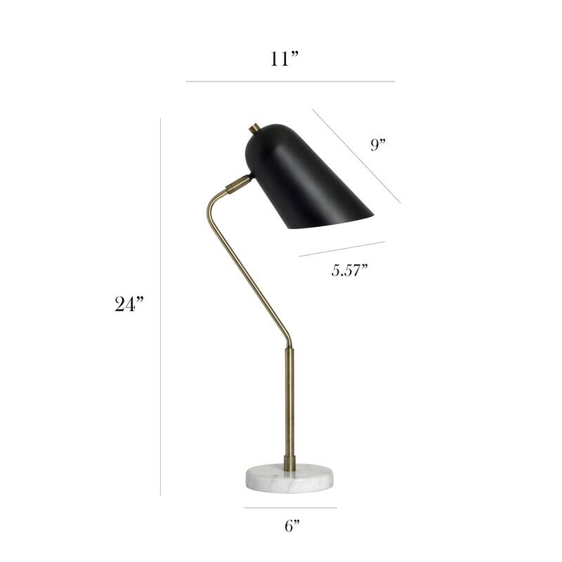 23.5 in. Antique Brass Finish Table Lamp with Black Shade, Desk Lamp for Writing and Computer Desks