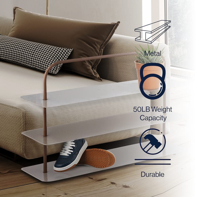 happimess Minimialist 24.5" 9-Pair 3-Tier Iron Thin Flat Plate Shoe Rack