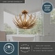 preview thumbnail 4 of 7, Ozette 18-in W Heritage Gold Semi Flush Mount Ceiling Light Fixture with Leaf Motif - 18-in W x 14-in H x 18-in D