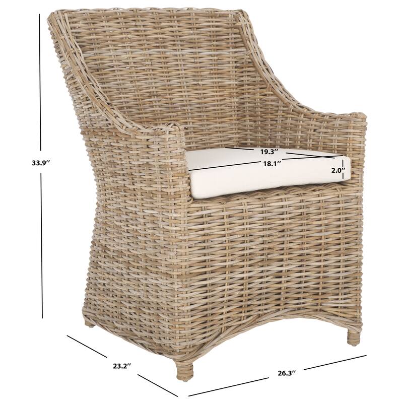 SAFAVIEH Cheryle Wicker Washed Brown Wingback Arm Chair (Fully Assembled) - 26" W x 23" D x 34" H - 26Wx23Dx34H