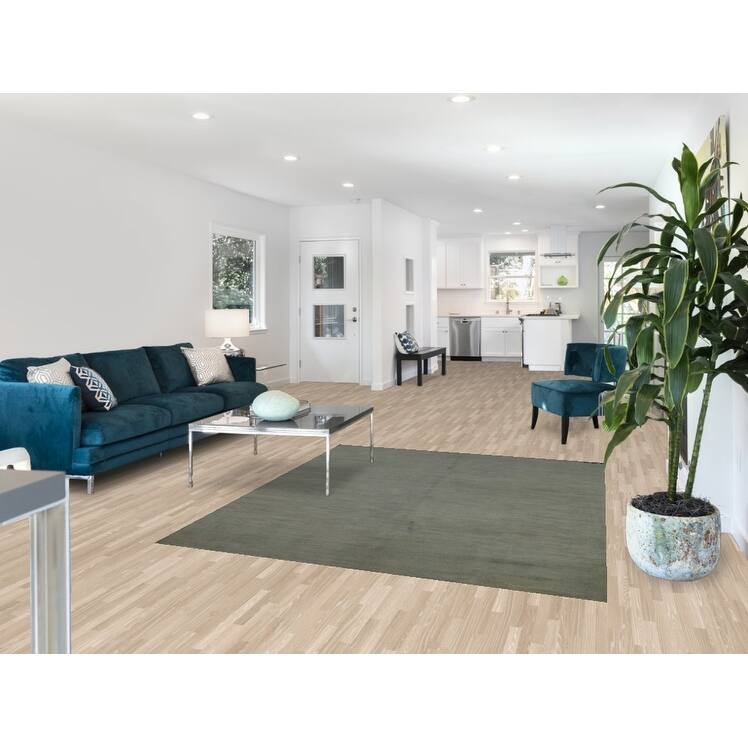 Modern Gabbeh Oriental Rug Hand-Knotted Solid Wool Carpet - 5'7" x 6'7"