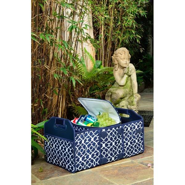Picnic at Ascot Trellis Blue Trunk Organizer & Cooler Trellis Blue