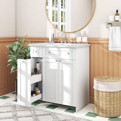 30" Bathroom Vanity w/ Single Sink,Bathroom Combo Cabinet Undermount Sink,Freestanding Bathroom Storage Cabinet for Small Place