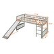 preview thumbnail 10 of 10, Minimalistic Stylish Twin Size Wood Loft Bed with Slide and Ladder