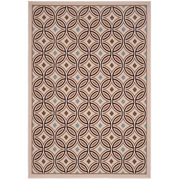 slide 2 of 2, SAFAVIEH Veranda Indoor/ Outdoor Waterproof Patio Backyard Rug 6' 7" x 9' - Cream/Chocolate - Rectangle