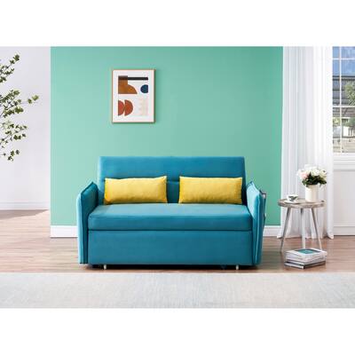 54" Loveseat Sofa Pull out Bed Velvet Padded Seat Convertible Sleeper Sofa
