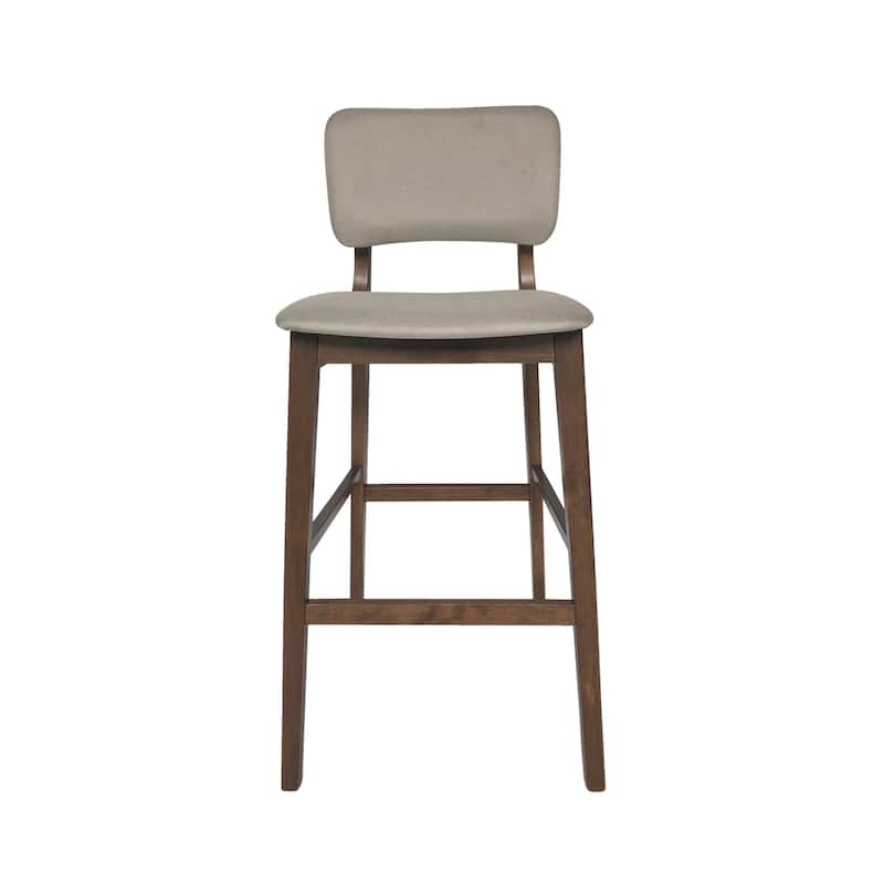 Modern Set of 2 Bar Stools with Padded Backrest, Upholstered Seat, Wooden Frame, Footrest, for Bar Dining Room Living Room
