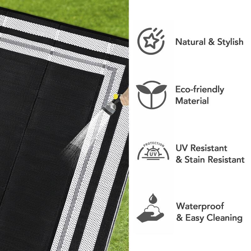 Outdoor Plastic Straw Rug Waterproof Outdoor Rug Reversible Plastic Camping Rugs for Patio Porch Deck Backyard