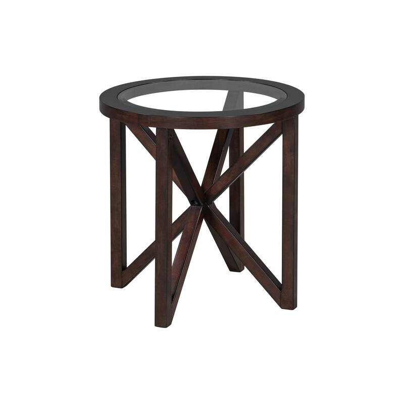 Contemporary Minimalist Round Coffee Table - Tempered Glass Top with Solid Wood Base for Modern Living Spaces