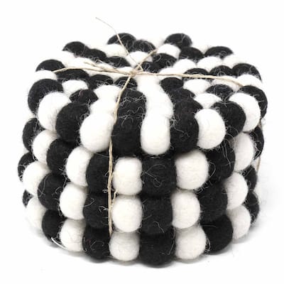 The Curated Nomad Southard Neutral Felt Ball Coaster (Set of 4)