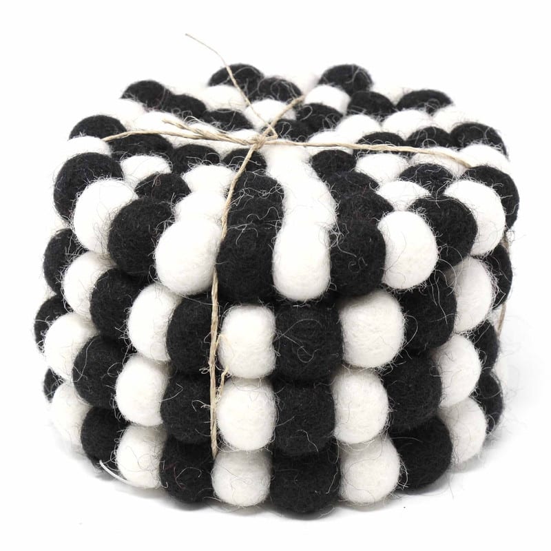 The Curated Nomad Southard Neutral Felt Ball Coaster (Set of 4)