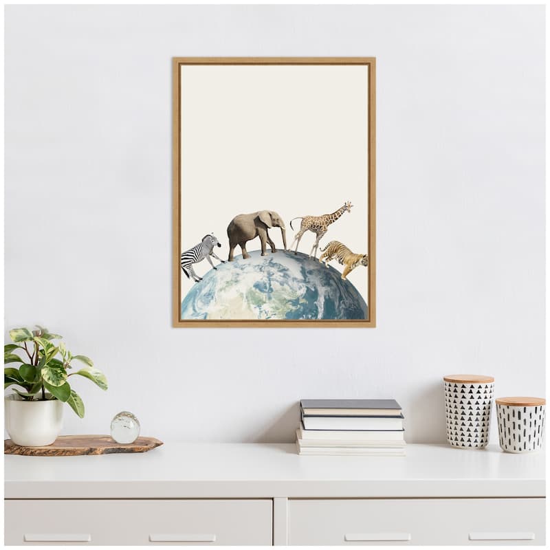 Kate and Laurel Sylvie Animals Walk Across the Planet Framed Canvas by July Art Prints