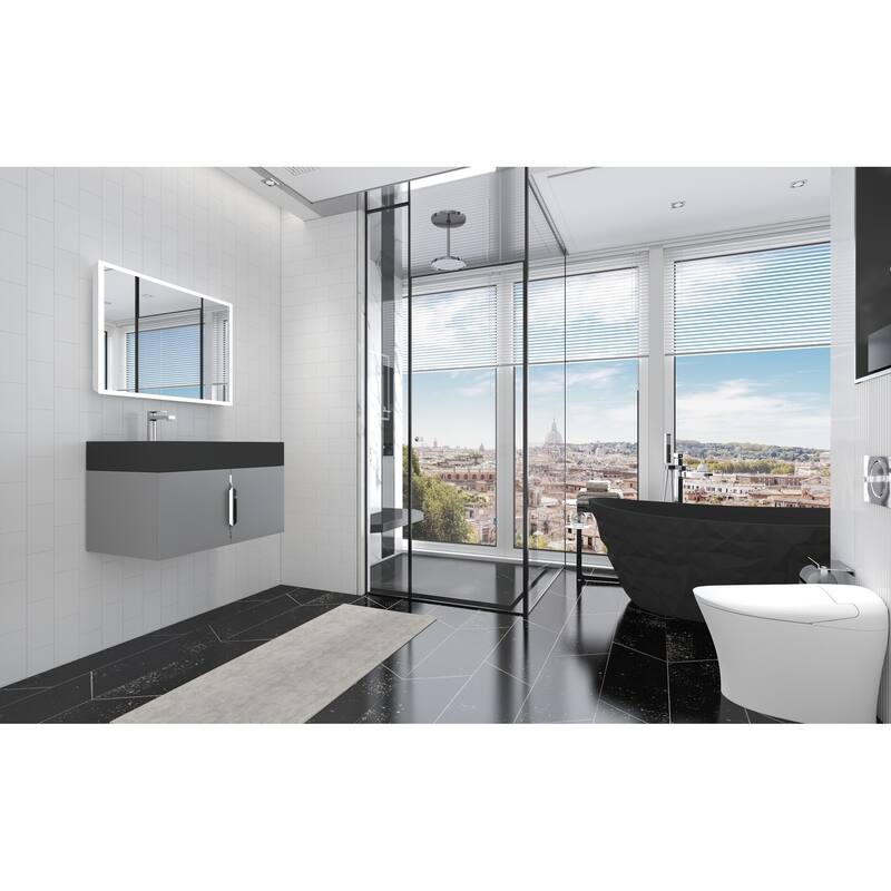 Amazon 30" Wall Mounted Bathroom Left Basin Vanity Set w/ Black Top