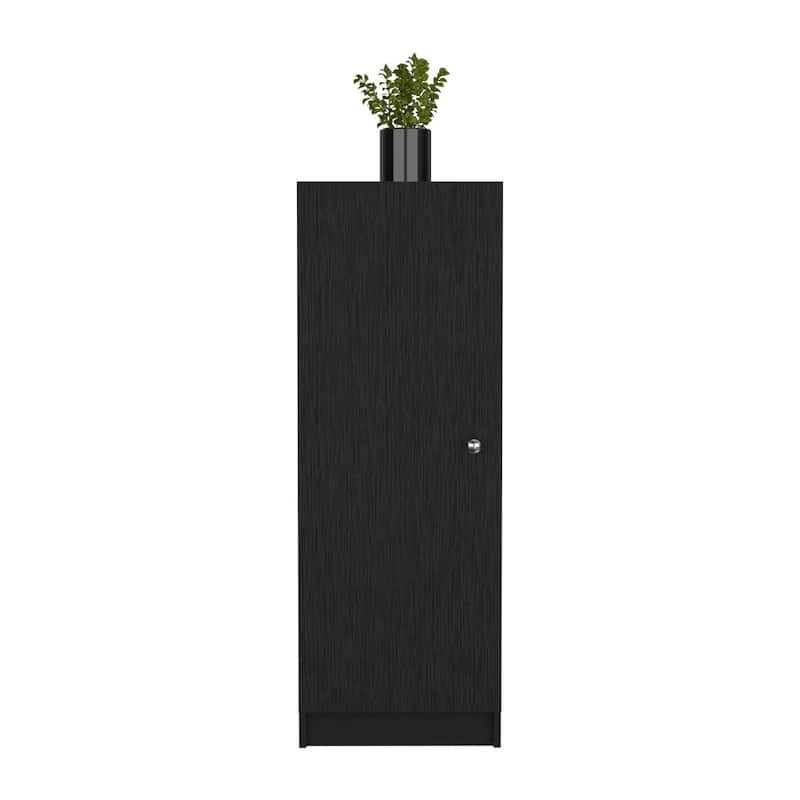 Kitchen Pantry 47" H, One Door Cabinet, Four Interior Shelves, Black