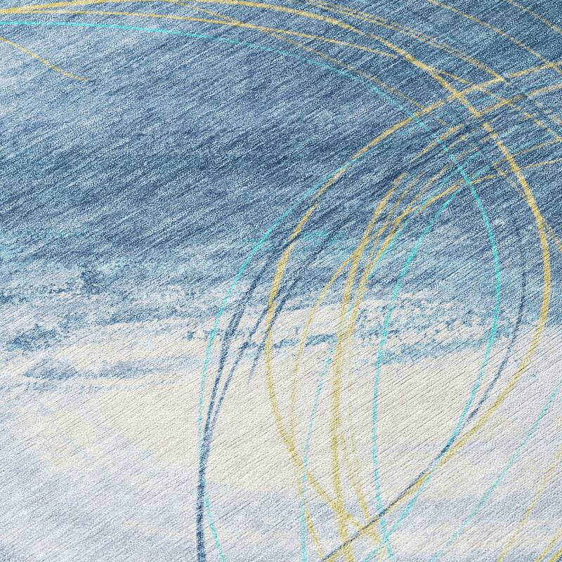 Machine Washable Indoor/ Outdoor Abstract Modern Chantille Rug