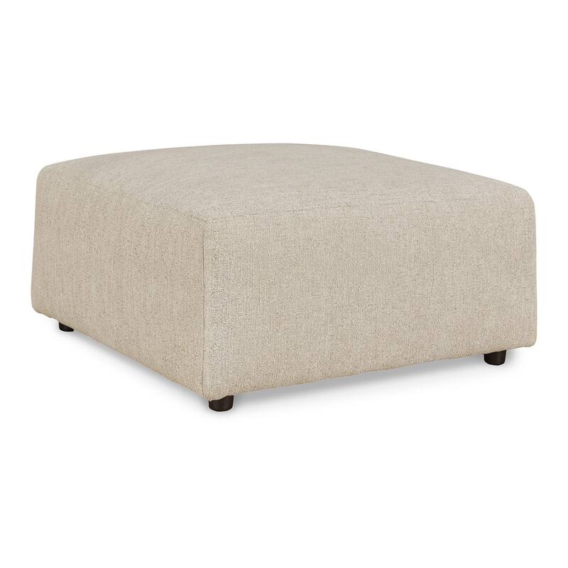 Felo Square Accent Ottoman, 39 Inch Modern Beige Polyester Cushioned