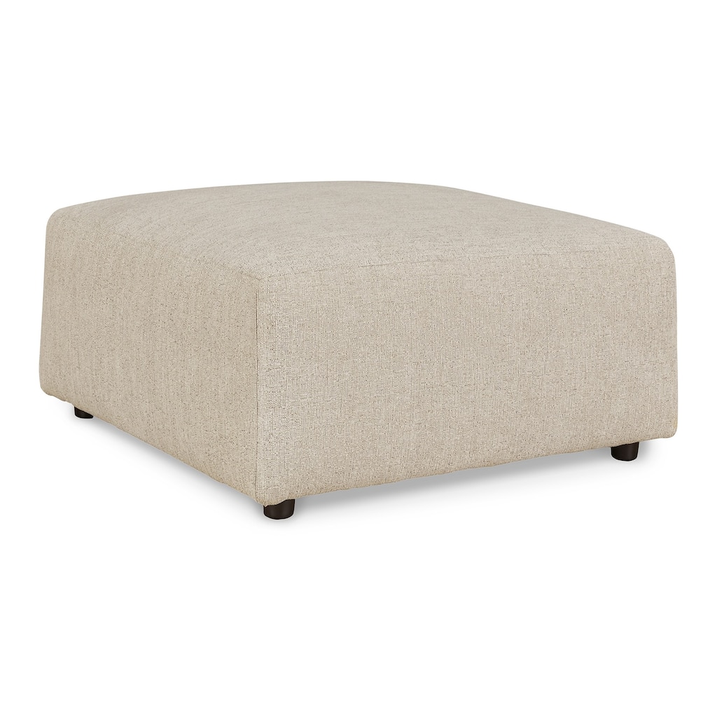 Felo Square Accent Ottoman, 39 Inch Modern Beige Polyester Cushioned