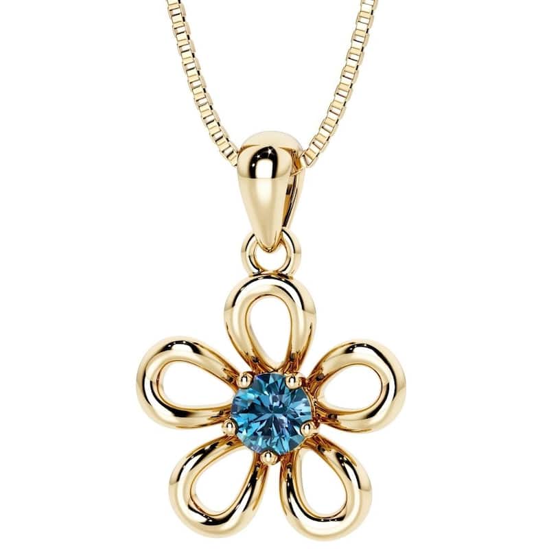 Oravo Gold Plated Sterling Silver Gemstone Flower Pendant