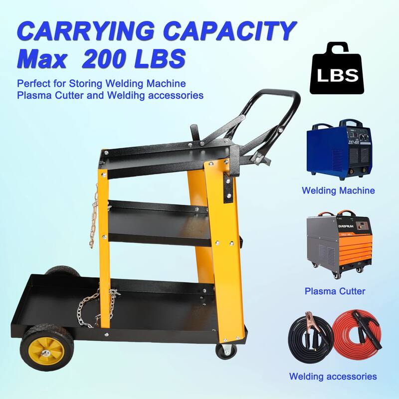 Heavy-Duty 3-Tier Welding Cart - Multi-Function Storage for Gas Bottles, Welders & Tools