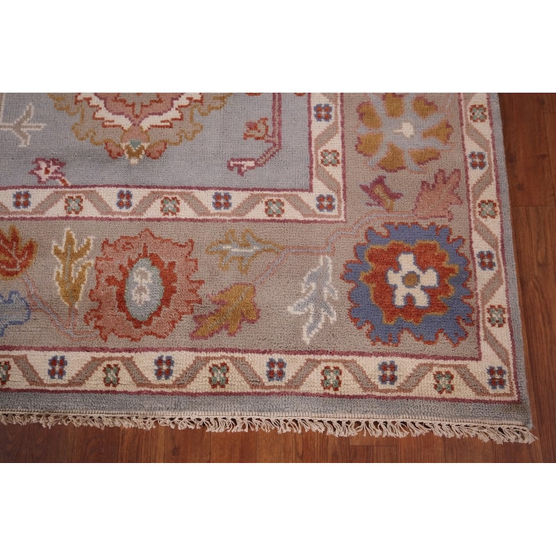 Blue Oushak Indian Area Rug Hand-Knotted Wool Carpet - 7'11"x 10'0"