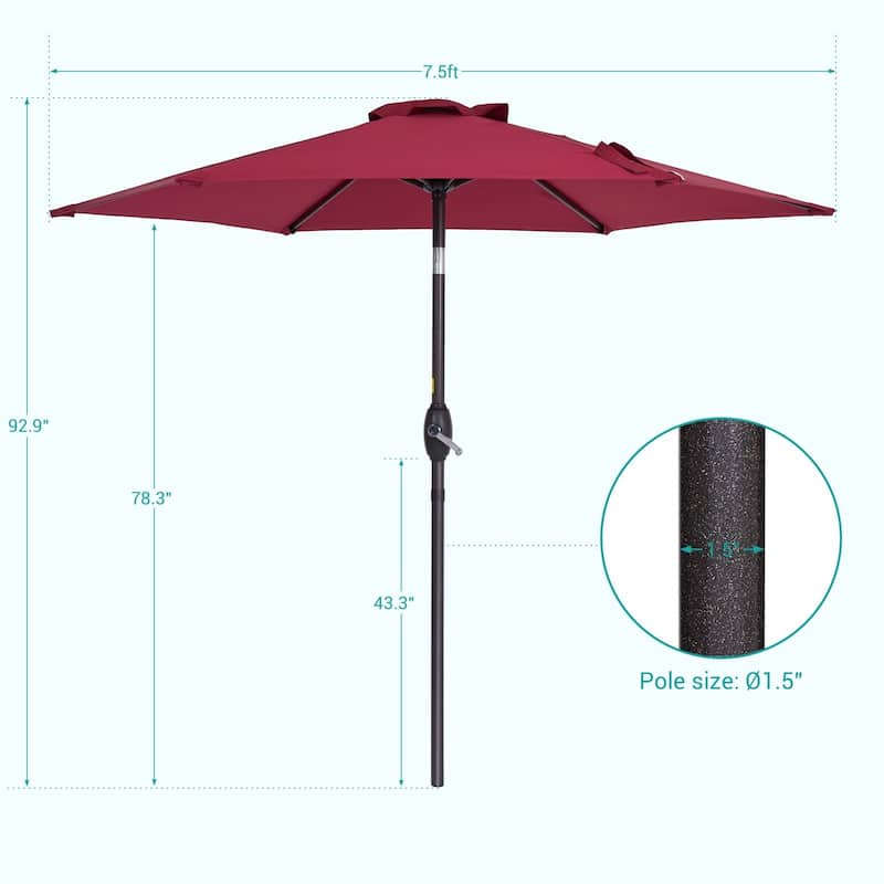 Bonosuki 7.5-foot Waterproof Sunshade Canopy Patio Umbrella