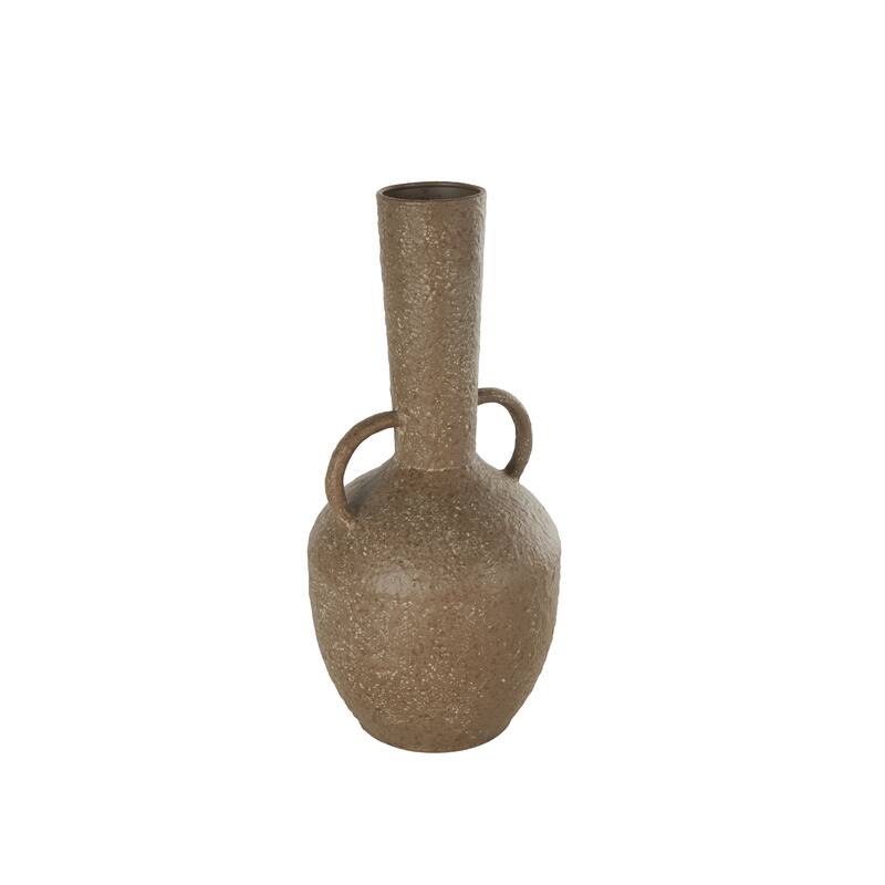 Metal Antique Inspired Decorative Vase with Handles - Brown - Roche River Decor