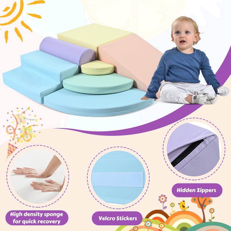7-Piece Soft Foam Climbing Blocks for Toddlers,Soft Climb& Crawl Playset Indoor, Soft Play Equipment Climb and Crawl Playground