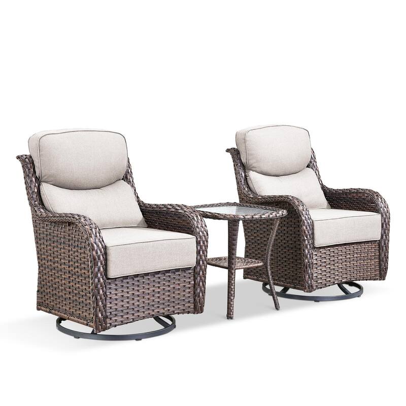 Outdoor Swivel Glider Rattan Chair Set