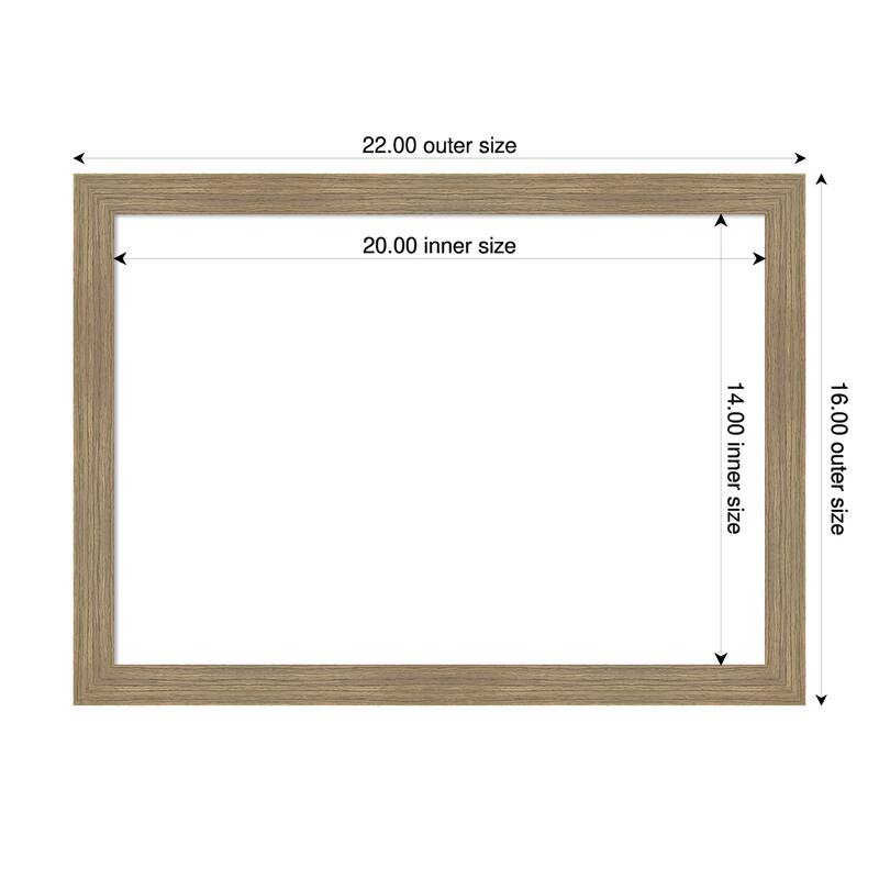 Amanti Art Woodgrain Stripe Blonde Framed Dry Erase Magnetic Board - 22 x 16 in - Woodgrain Stripe Mocha
