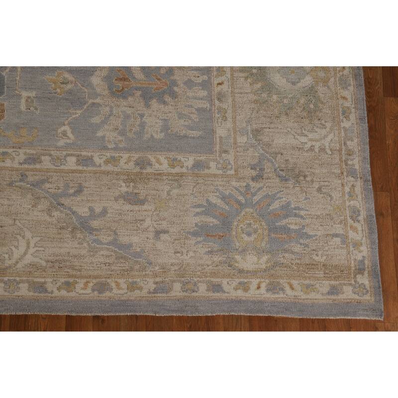 Hand Knotted Oriental 100% Wool Carpet Transitional All-Over Greys & Charcoal Oushak Area Rug - 11' 9'' X 9' 2''
