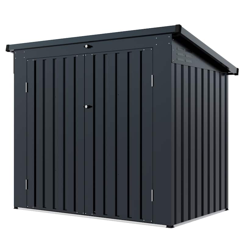 GDF Studio - Brenton Outdoor Metal Garbage Bin Shed with Galvanized Steel Construction and Dual-Chain Access