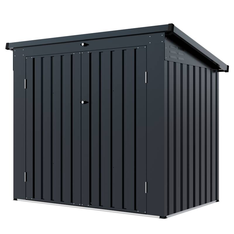 Garbage Bin Shed Stores 2 Trash Cans Metal Outdoor Bin Shed for Garbage Storage,Stainless Galvanized Steel