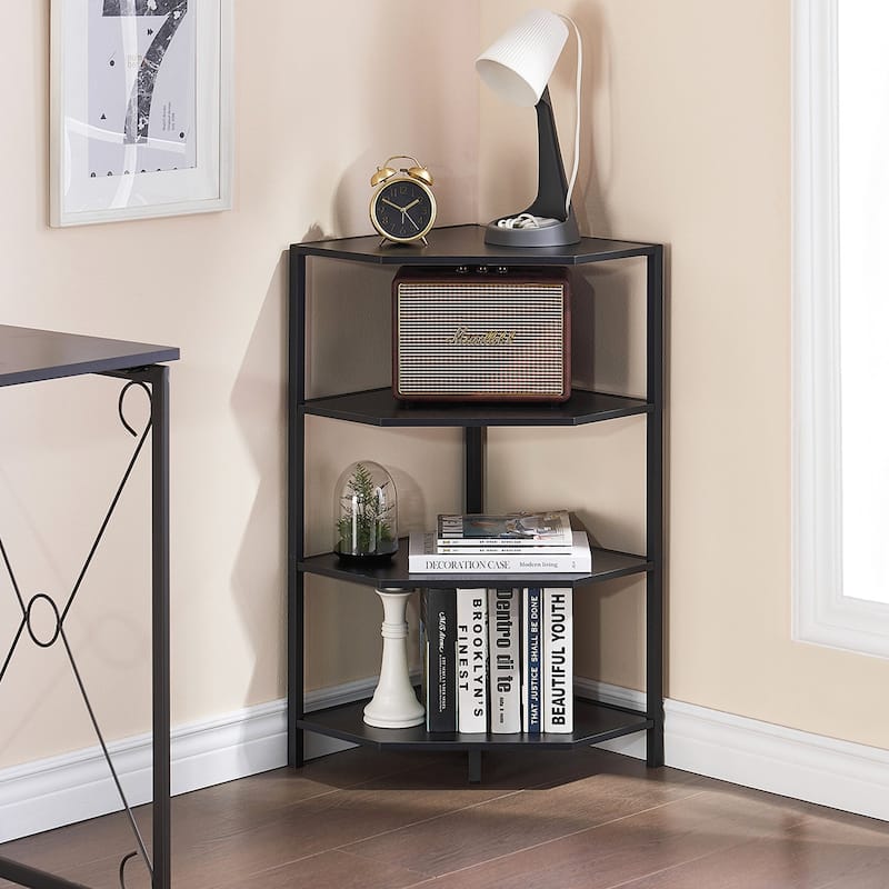 VECELO (Set of 2) 4-Tier Shelves Polygonal Corner Side Table